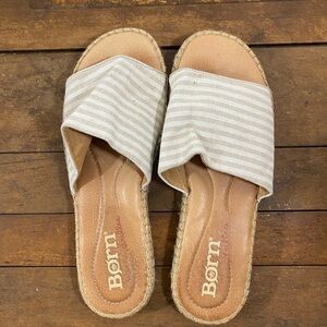 Born Striped Beige and Cream Slide Sandals